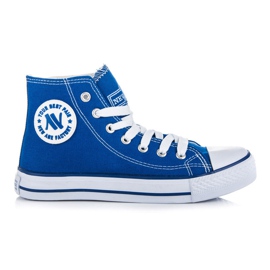 New Age Wiązane Wysokie Tenisówki niebieskie