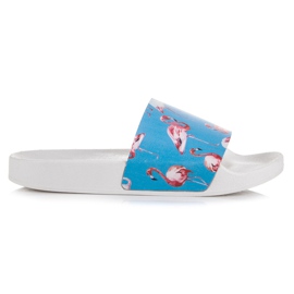 Vices Klapki z flamingami niebieskie