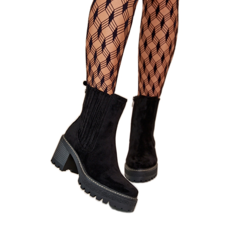 Botki damskie na słupku czarne