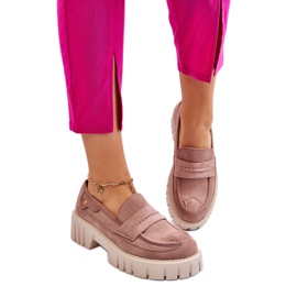 Półbuty damskie z obszyciami Light Brown beżowy