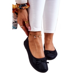 Baleriny damskie z kokardą Black czarne