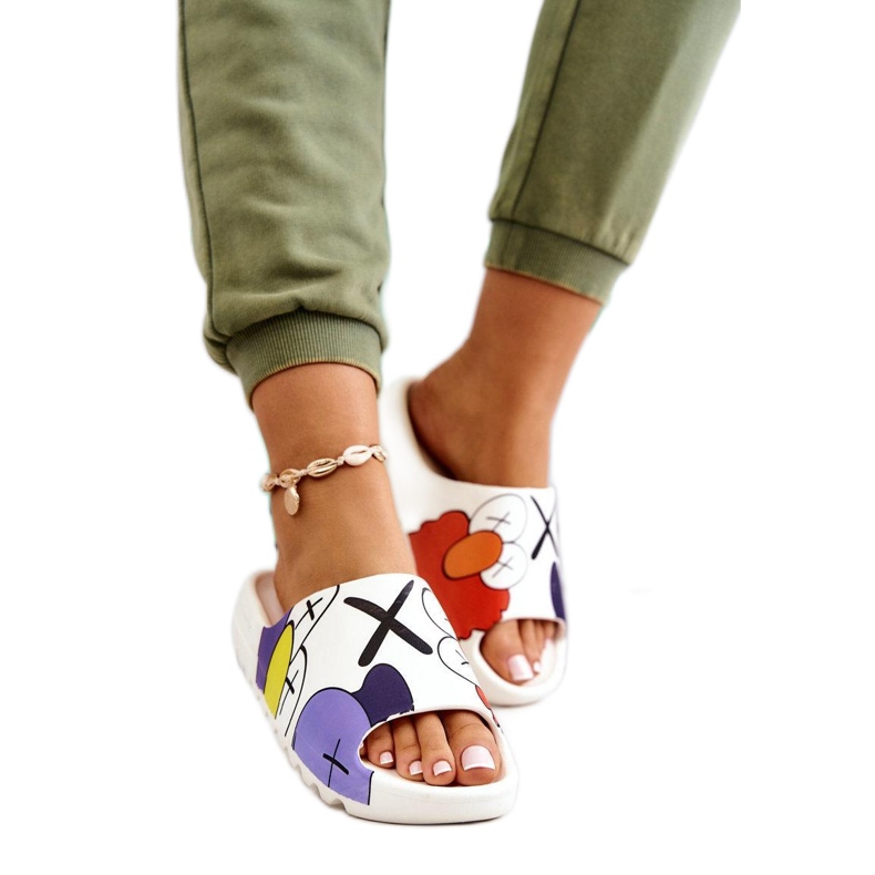 Klapki damskie z nadrukiem White białe
