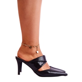 Eleganckie klapki na szpilce Black czarne