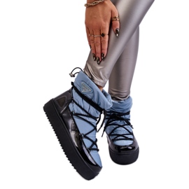 Sznurowane śniegowce damskie Blue niebieskie