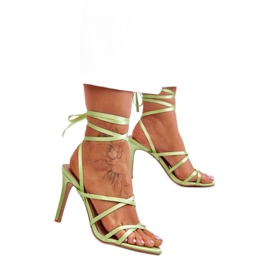 Wiązane sandały na szpilce Green zielone