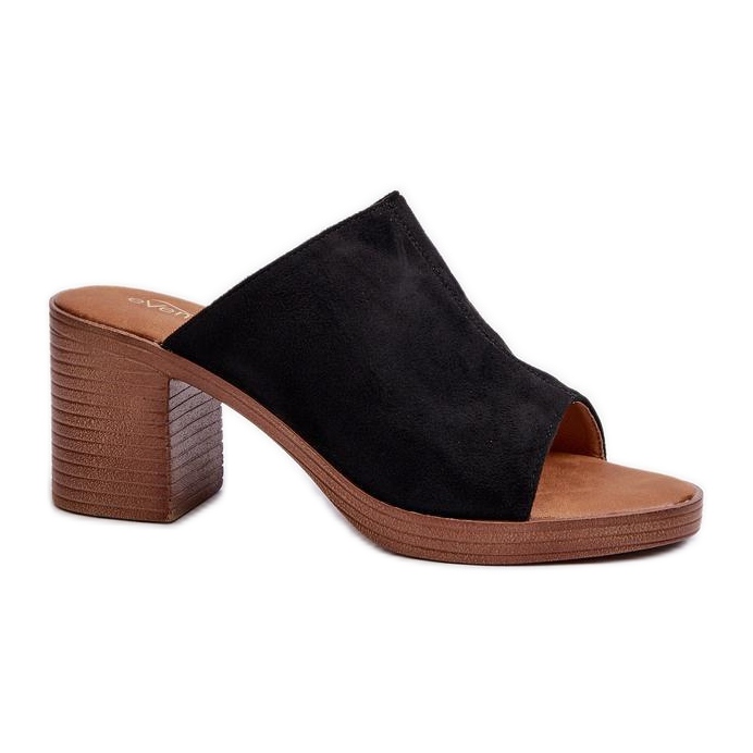 Eleganckie klapki na słupku Black czarne