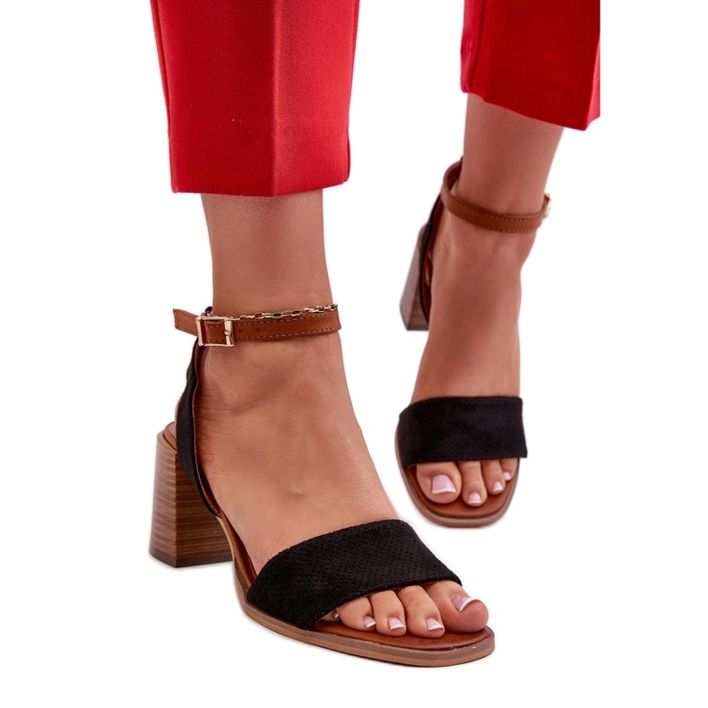 Sandały damskie na słupku Black czarne