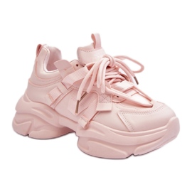 Buty sportowe na masywnej podeszwie Pink różowe