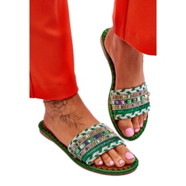 Klapki ze zdobieniami Green zielone