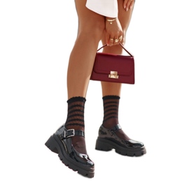 Lakierowane półbuty damskie z klamrą Black Lakier czarne