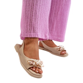 Sandały damskie z ozdobami S.Barski Beige beżowy