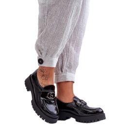 Półbuty damskie lakierowane Black czarne