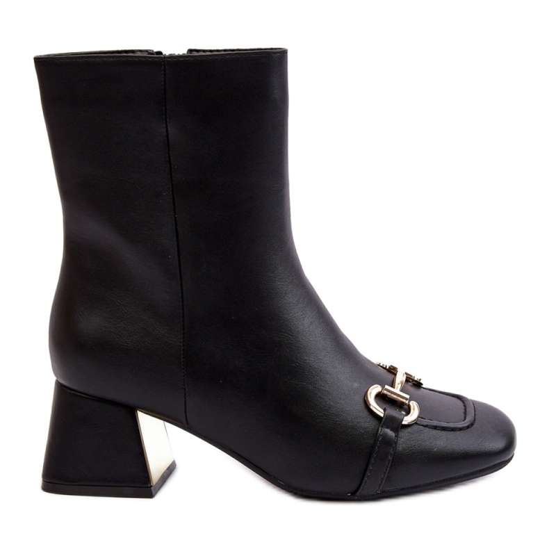 Botki na obcasie z ozdobą Black czarne