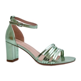 Sandały na słupku z paseczkami Green zielone