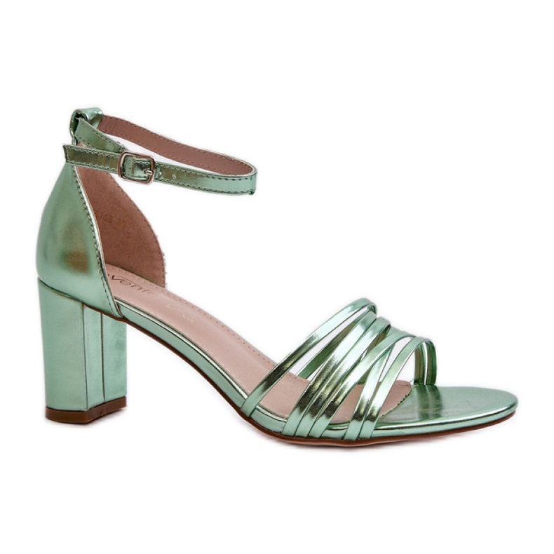 Sandały na słupku z paseczkami Green zielone