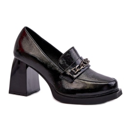 Lakierowane czółenka na obcasie Black czarne