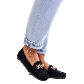 Wsuwane Zamszowe Mokasyny Damskie Black czarne