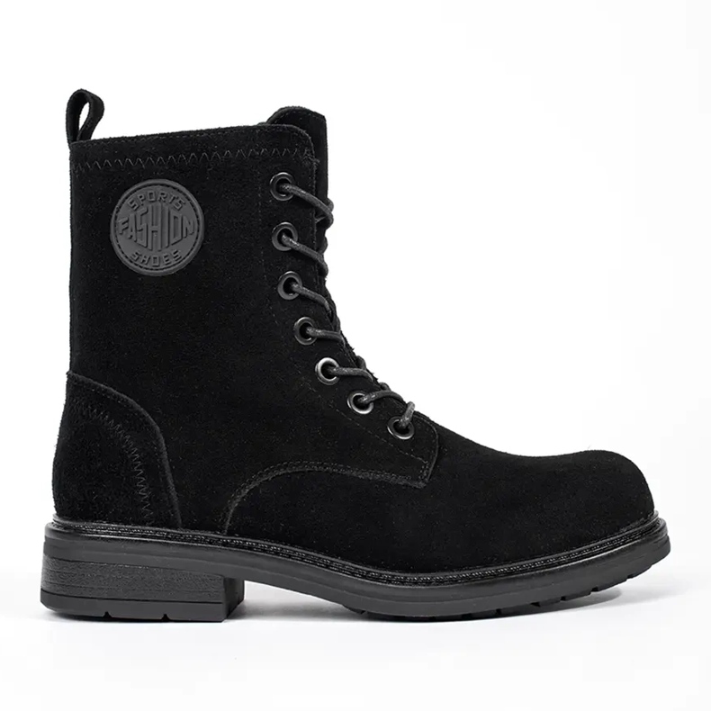 Czarne workery damskie ze skóry naturalnej nubuk Sergio Leone