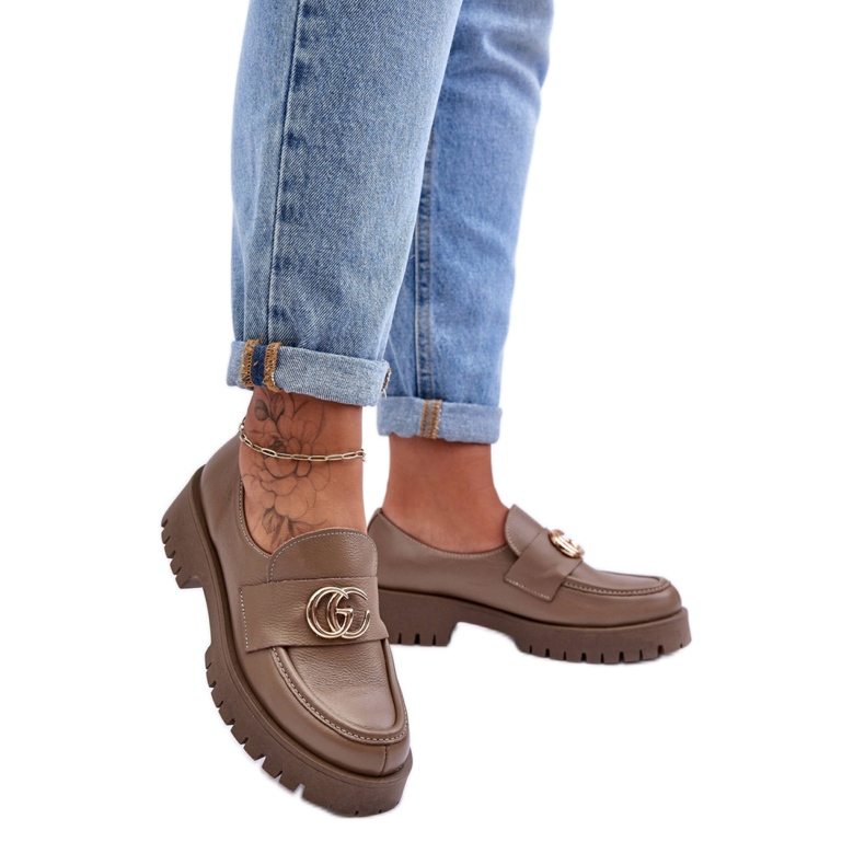 Półbuty Model Rosefalls 20153 Dark Beige Skóra - Step in style beżowy