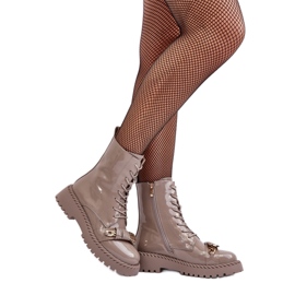 Botki Model S.Barski MR870-67 Beige Lakier - Step in style beżowy