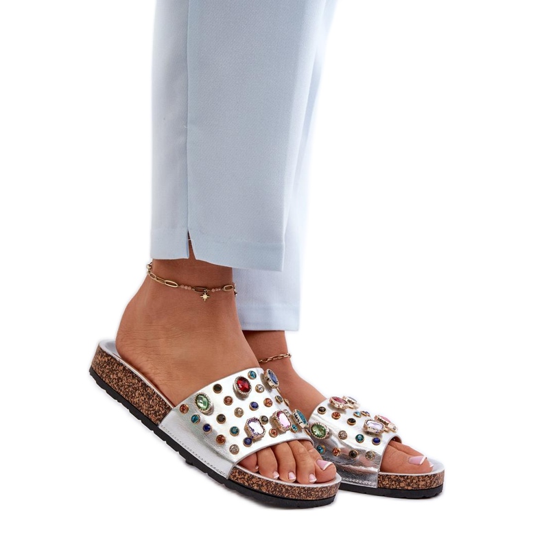 Sandał Klapki Model S.Barski MY122 Silver - Step in style szare