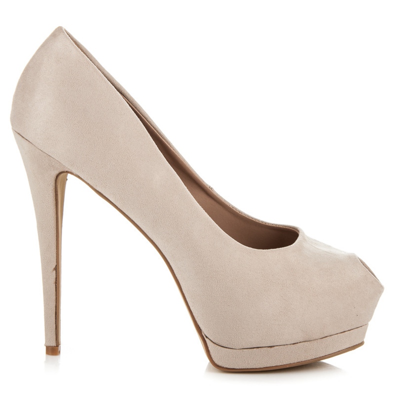 Vices Zamszowe szpilki open toe brązowe