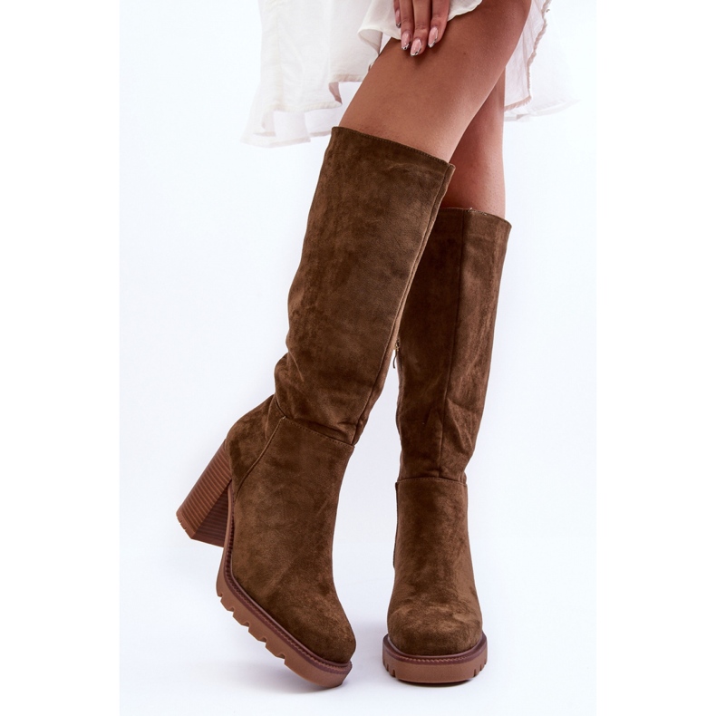 Kozaki Model Virdana H8-518 Oliwka Zamsz - Step in style zielone