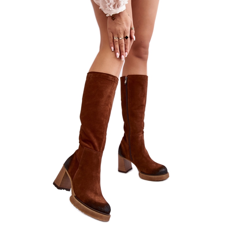 Kozaki Model Lemar Ceraxa 70133 Dark Brown Zamsz - Step in style brązowe