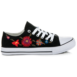 Wiązane tenisówki z naszywkami czarne