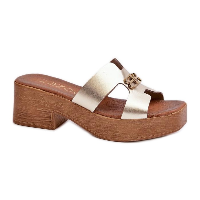 Sandał Klapki Model Zazoo 40412 Gold - Step in style żółte