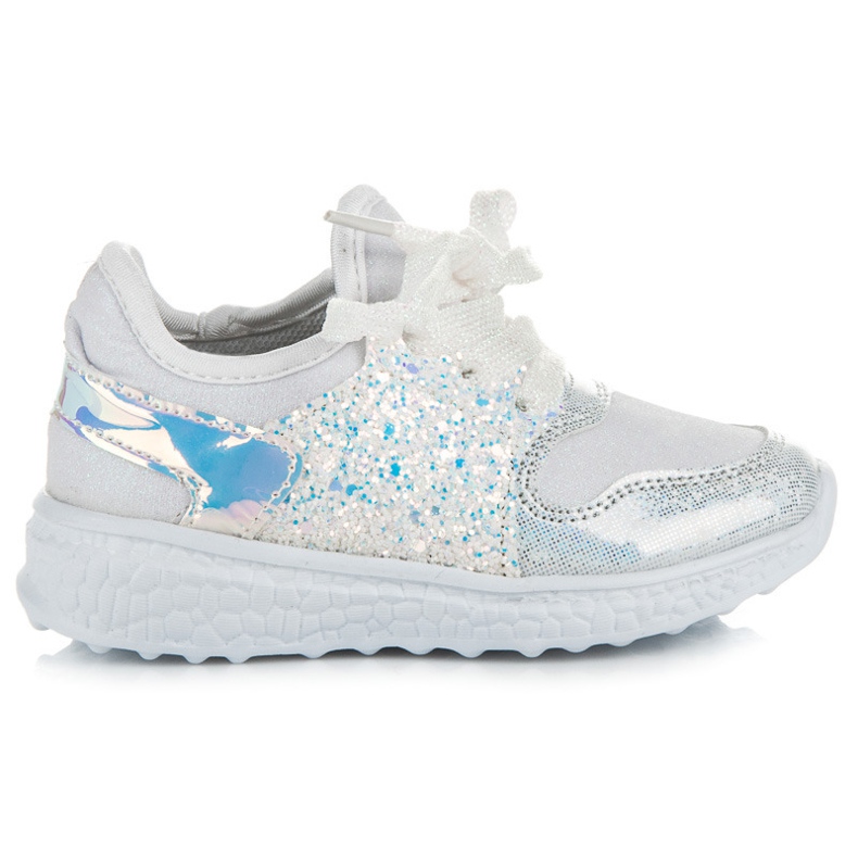 Wiązane buciki z brokatem białe