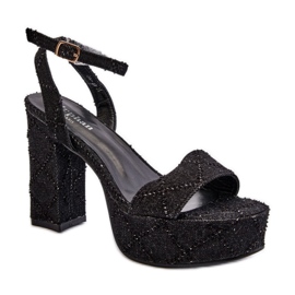 Modne sandały damskie z materiału tekstylnego czarne