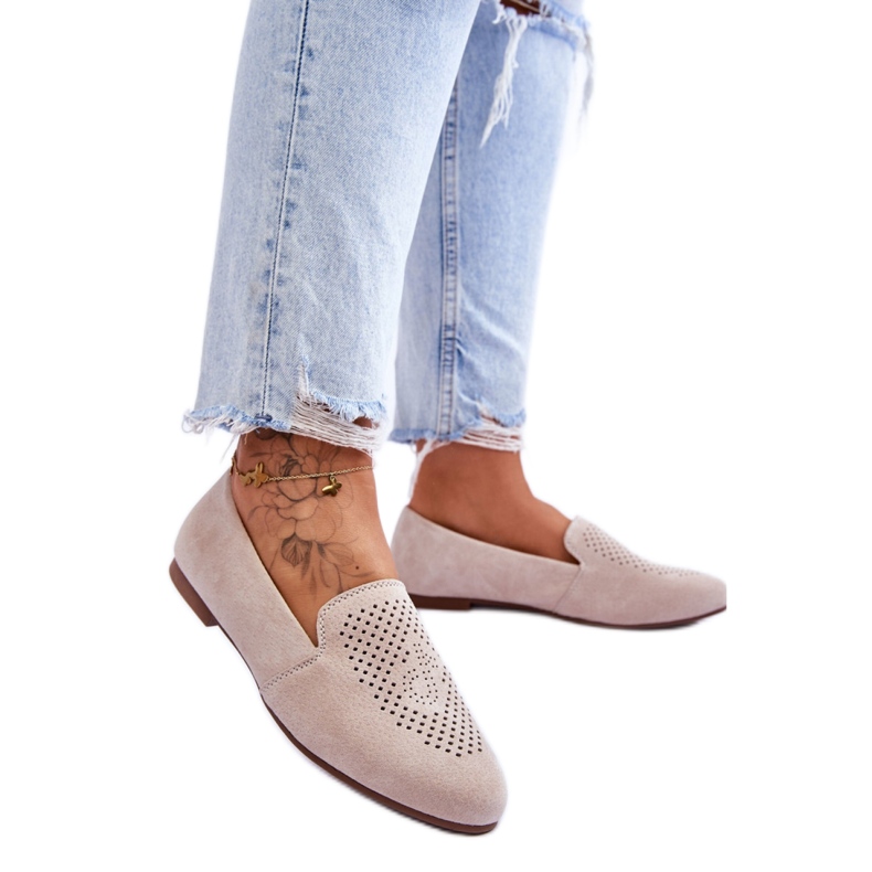 Mokasyny damskie zamszowe Beige beżowy