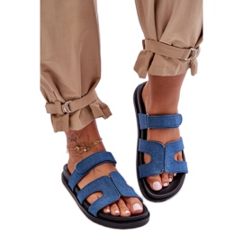 Klapki damskie tekstylne Dark Blue niebieskie