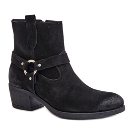 Botki Zamszowe Model Zazoo Black czarne
