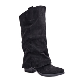 Zamszowe Kozaki Model Kowbojki Black czarne