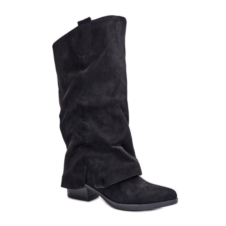 Zamszowe Kozaki Model Kowbojki Black czarne