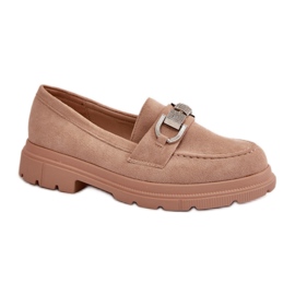 Mokasyny Damskie z Ozdobą 23003 beżowe beżowy