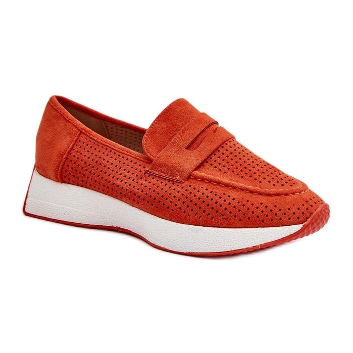 Mokasyny Ażurowe Orange pomarańczowe