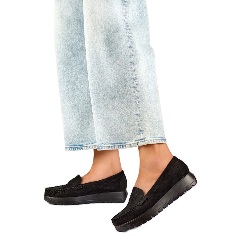 Mokasyny Damskie na Platformie 24-21338B czarne