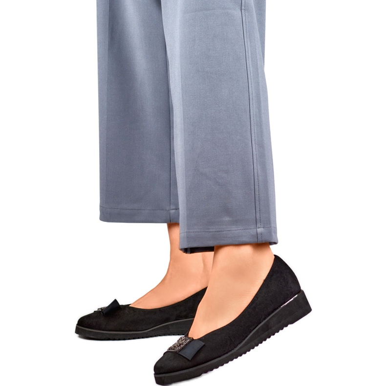 Czółenka Damskie z Kokardą GD-FL766A czarne