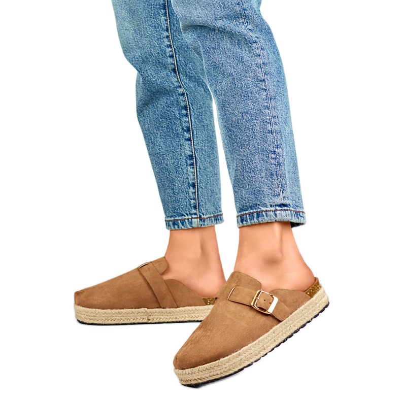 Klapki Damskie DM802KH jasny brąz brązowe