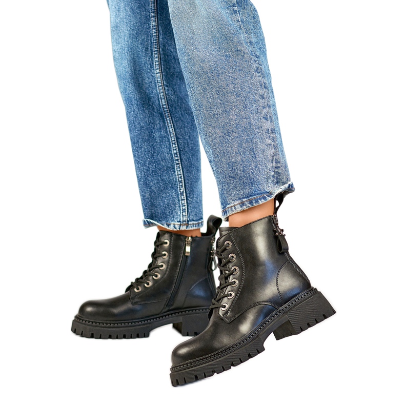 Botki Damskie Ocieplane Futrem GD-TL57B czarne