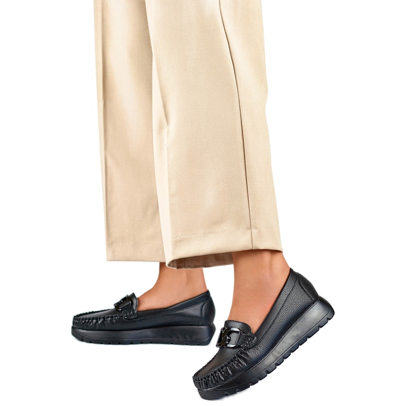 Mokasyny Damskie na Koturnie 24-21339B czarne