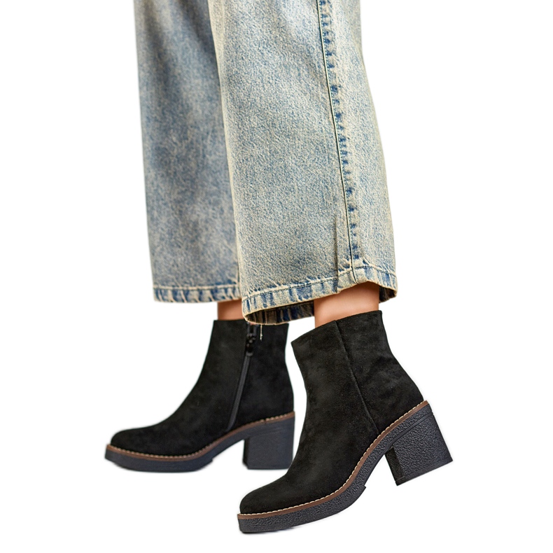 Botki Damskie Ocieplane 9613B czarne