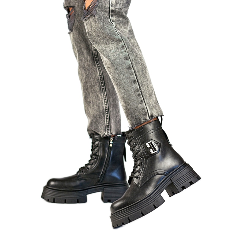 Botki Damskie na Platformie GT-TL55B czarne