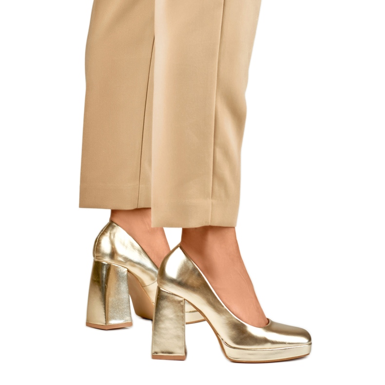 Czółenka Damskie M045GO Złote żółte