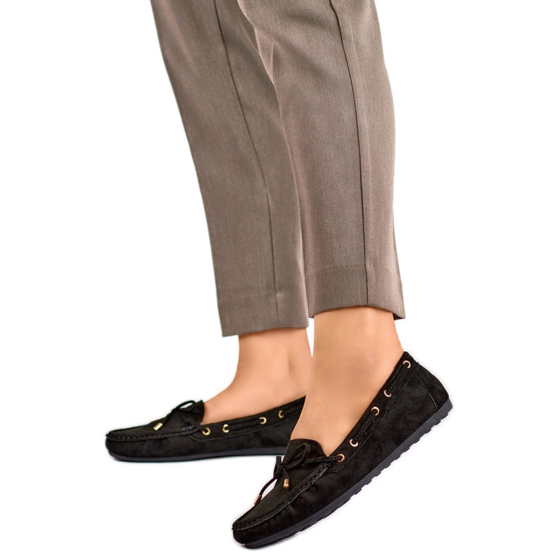 Mokasyny Damskie QQ5B z kokardą czarne