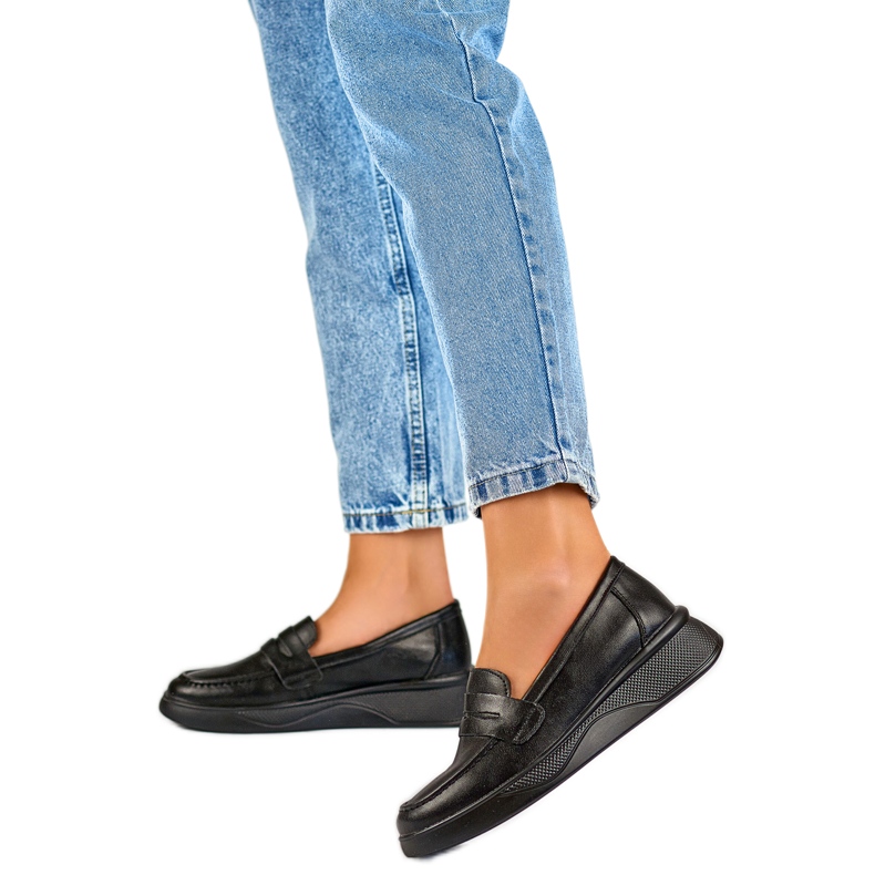 Czarne Mokasyny Damskie 25-7937B
