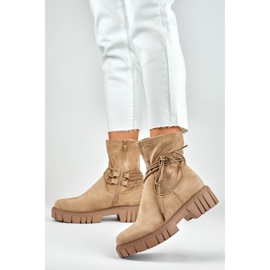 Botki Model DE1127NU Beige Zamsz - PRIMO beżowy